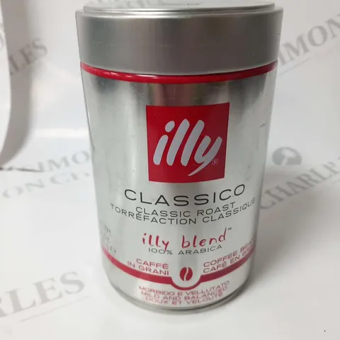 SIX TUBS OF ILLY CLASSICO CLASSIC ROAST 100% ARABICA COFFEE BEANS 250G