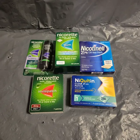 APPROXIMATELY 20 ASSORTED SMOKING PREVENTION AIDS TO INCLUDE - NICORETTE - NICOTINELL - NIQUITIN - COLLECTION ONLY