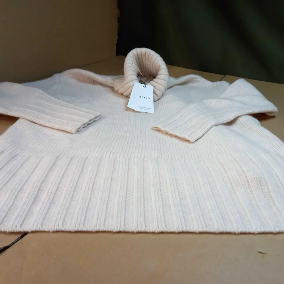 REISS VANILLA CHUNKY ROLL NECK - MEDIUM
