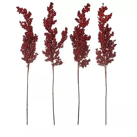 HOME REFLECTIONS SET OF 4 GLITTER BERRY STEMS