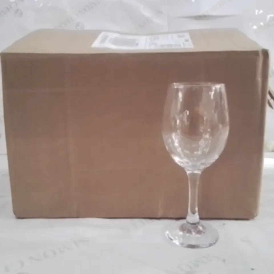 BOXED UNBRANDED APPROXIMATELY 24 WINE GLASSES 