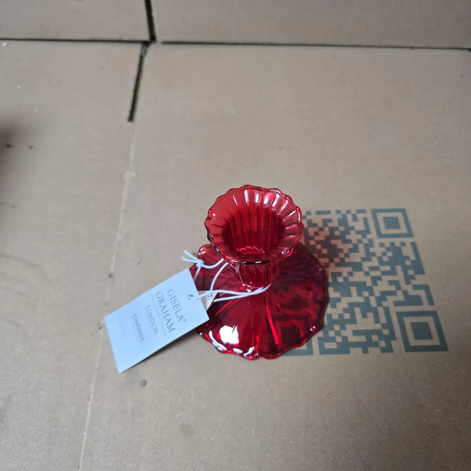 6X GISELA GRAHAM RED CANDLESTICK HOLDERS