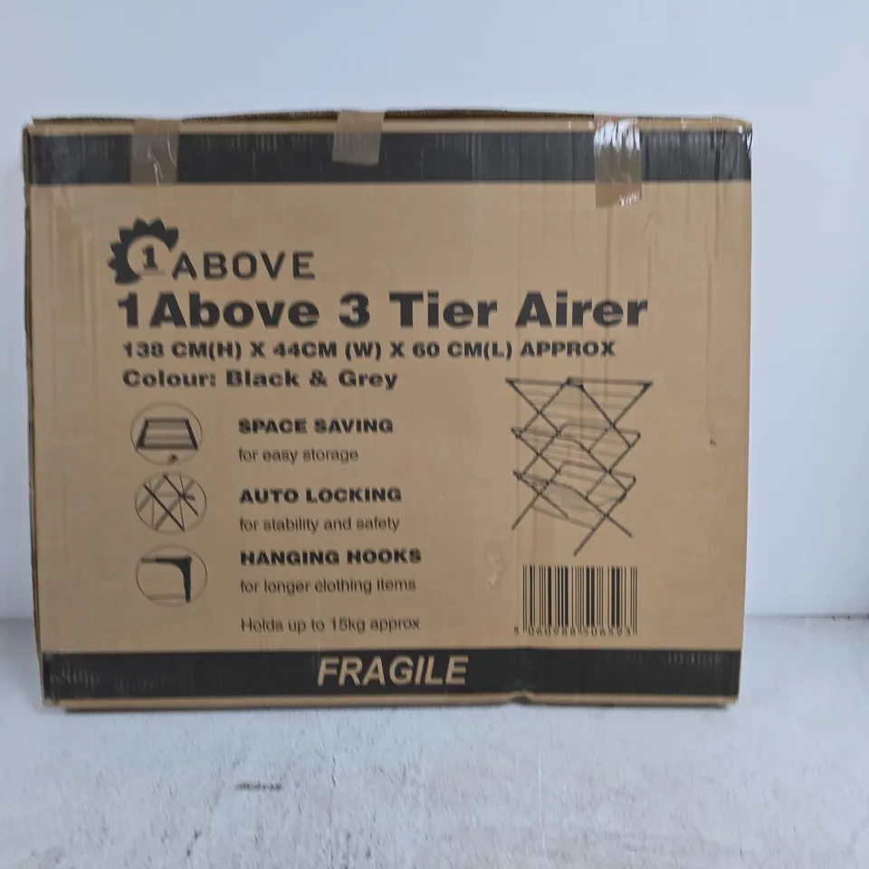 1ABOVE 3 TIER AIRER – 3-TIER CLOTHES DRYING RACK (BOXED)