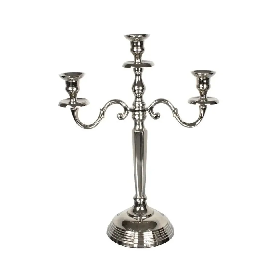 BOXED METAL CANDELABRA - NICKEL