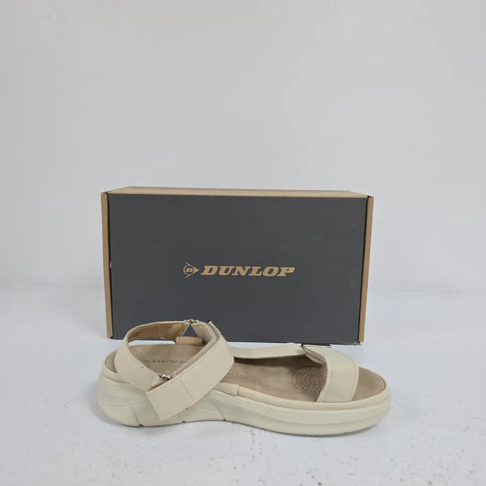 DUNLOP WOMEN’S BEIGE PLATFORM SANDALS – OPEN-TOE, STRAP SANDALS (BOXED) SIZE UK 5