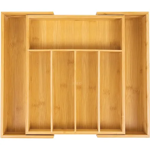 BOXED BAMBOO RECTANGLE FLATWARE CADDY