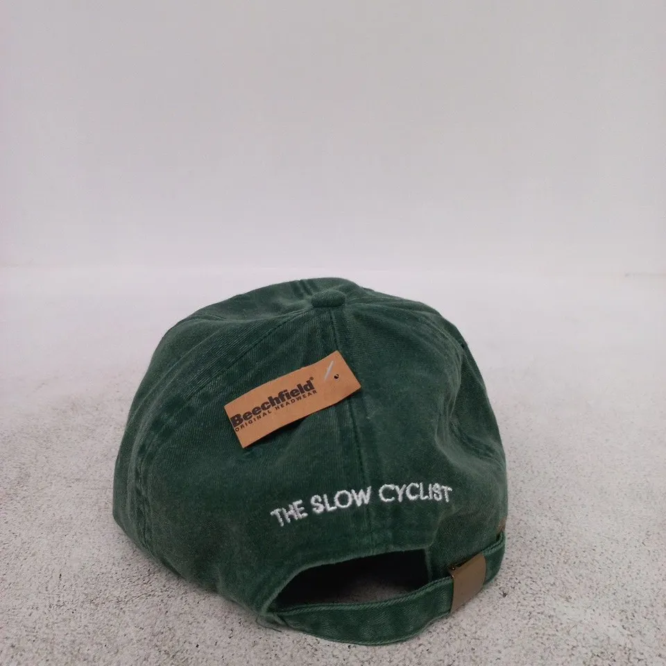 BEECHFIELD GREEN CAP WITH BICYCLE EMBROIDERY – 'THE SLOW CYCLIST'