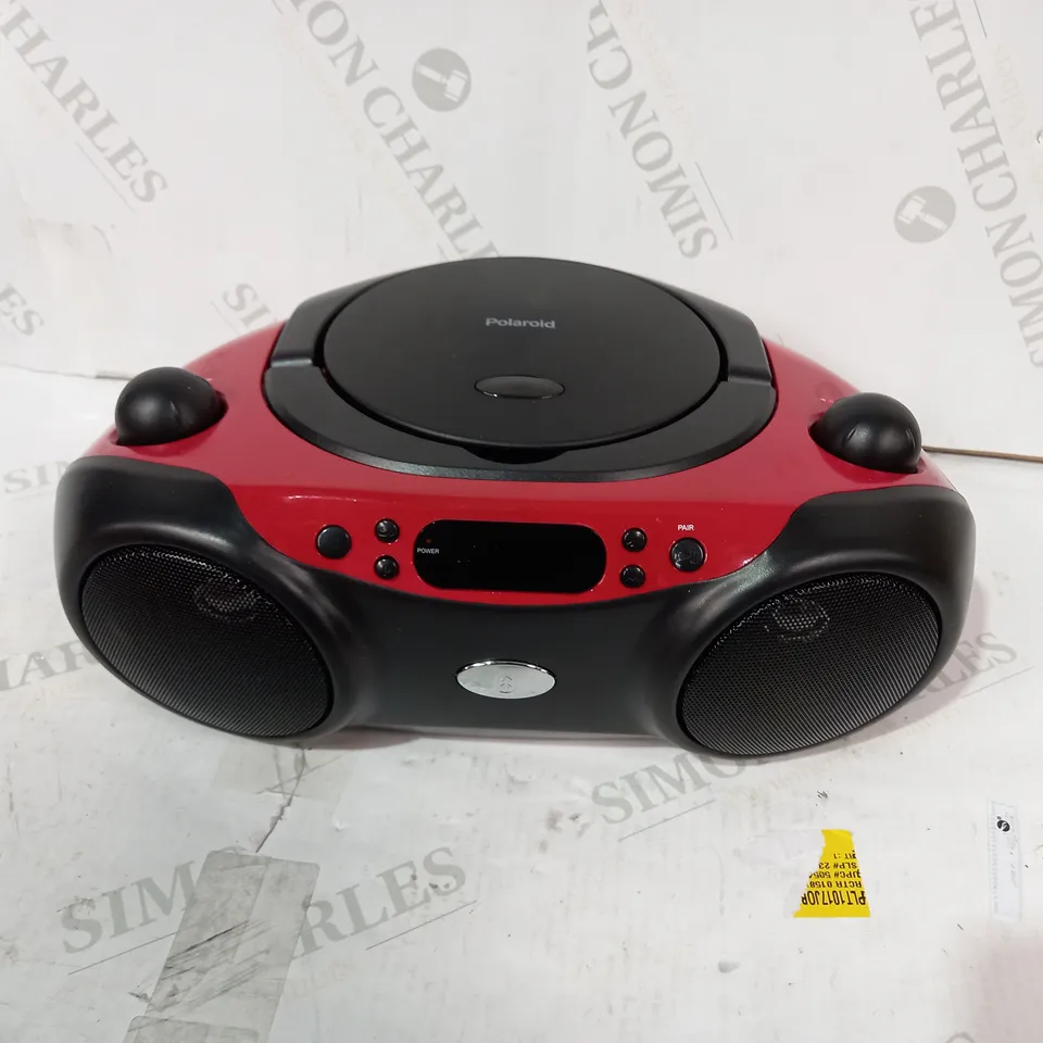 POLAROID BLUETOOTH CD BOOMBOX BLACK/RED 