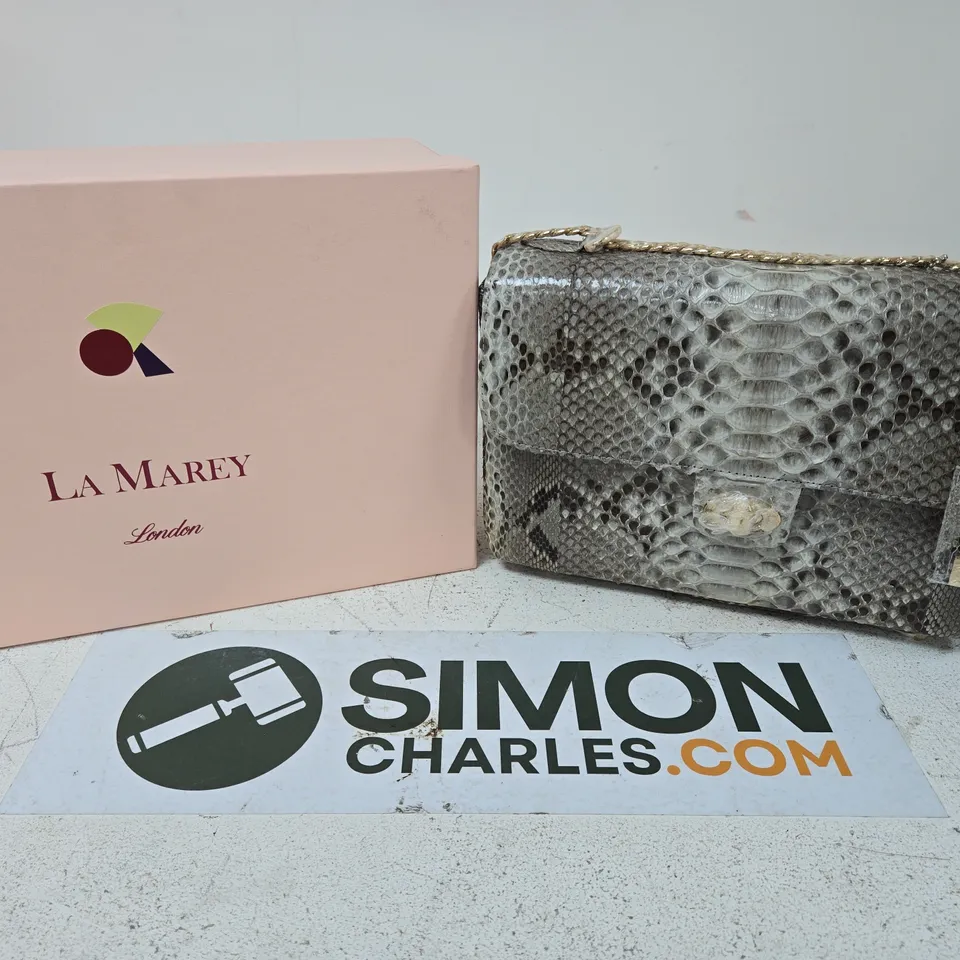 LA MAREY LONDON SNAKE PRINT HANDBAG – BOXED