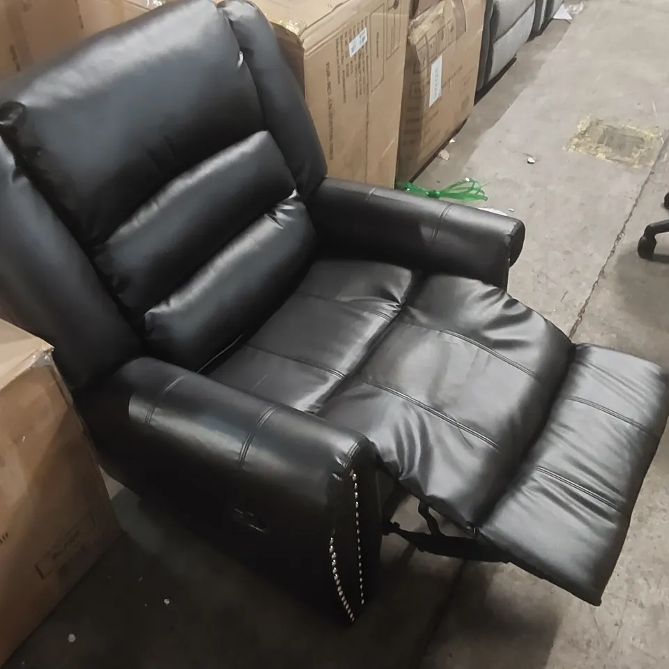 QUALITY DESIGNER FAUX LEATHER MANUAL RECLINING ARMCHAIR