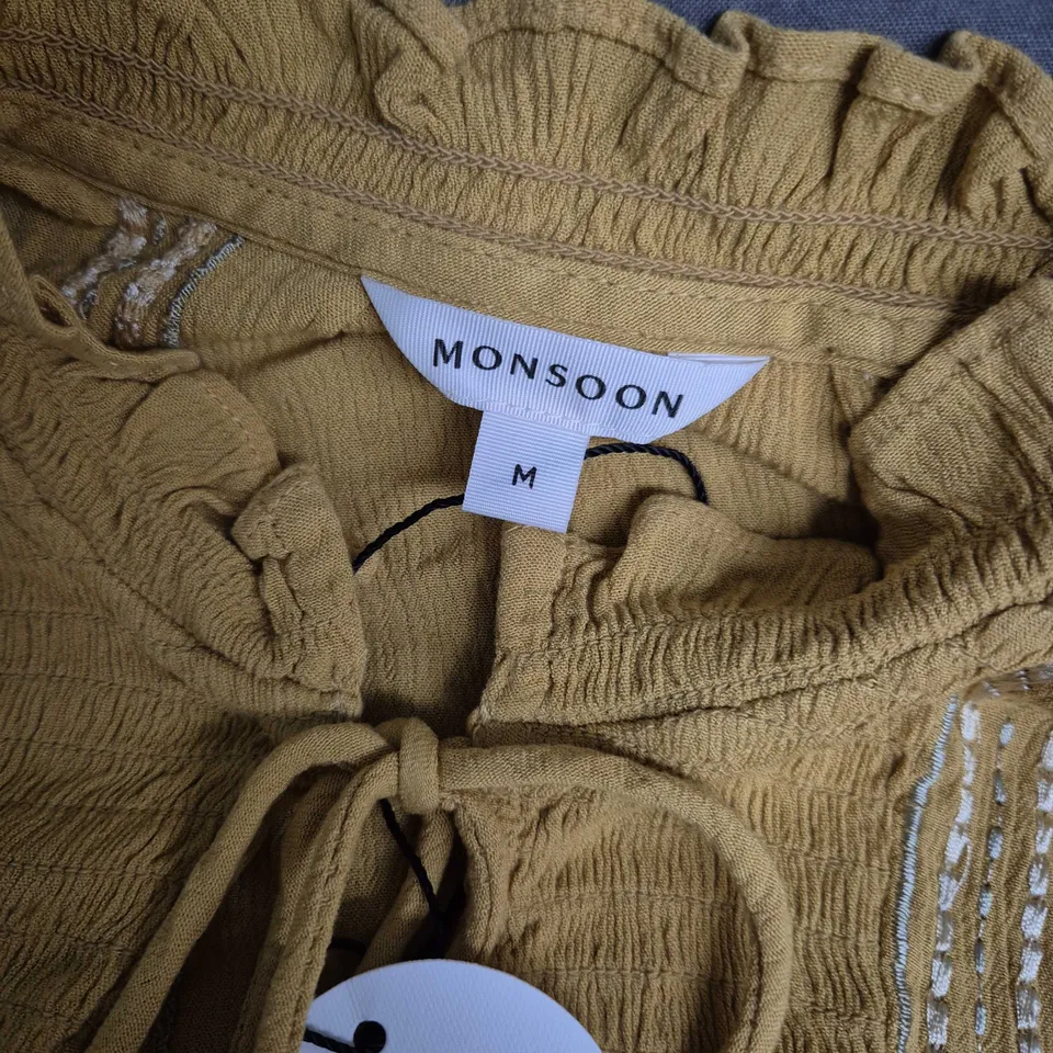 MONSOON WOMEN'S CHARTREUSE EMBROIDERED BLOUSE, SIZE M