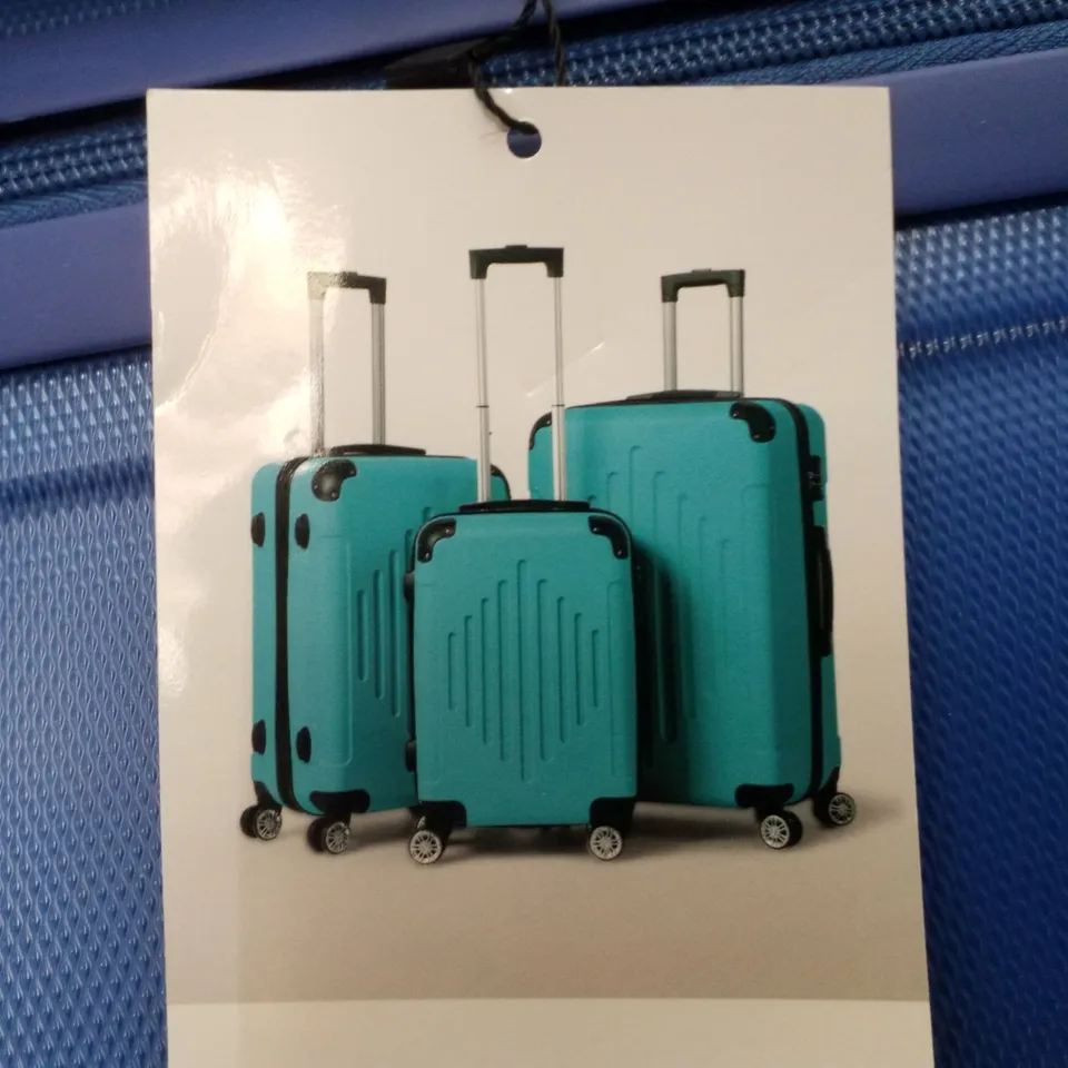 BOXED FCH 3PC HARD SHELL TRAVEL SUITCASES - BLUE