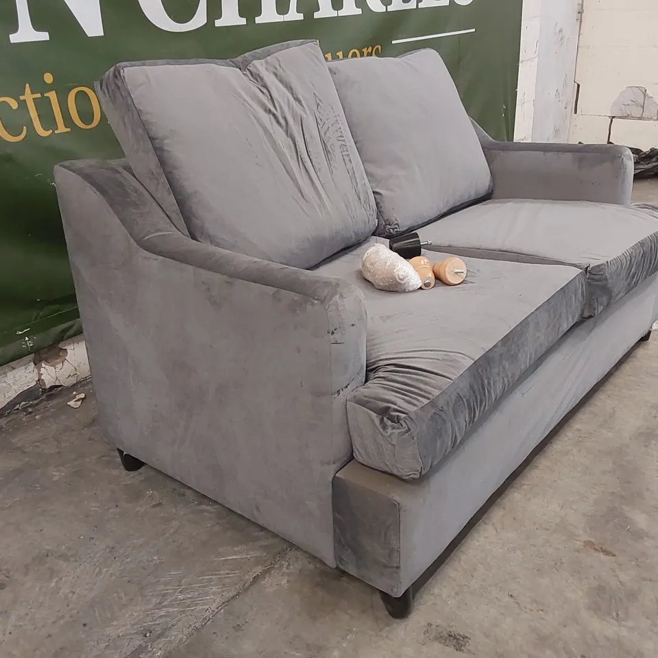 QUALITY DESIGNER ATWORTH 2 SEATER SOFA - GREY VELVET 