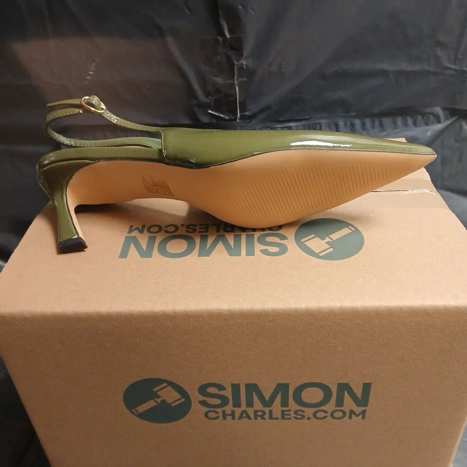 LONDON REBEL GREEN PATENT SLINGBACK HEELS – WOMEN’S FOOTWEAR UK 6