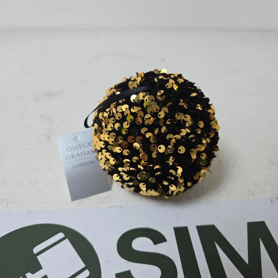 BOXED GISELA GRAHAM BLACK & GOLD SEQUIN BALL 