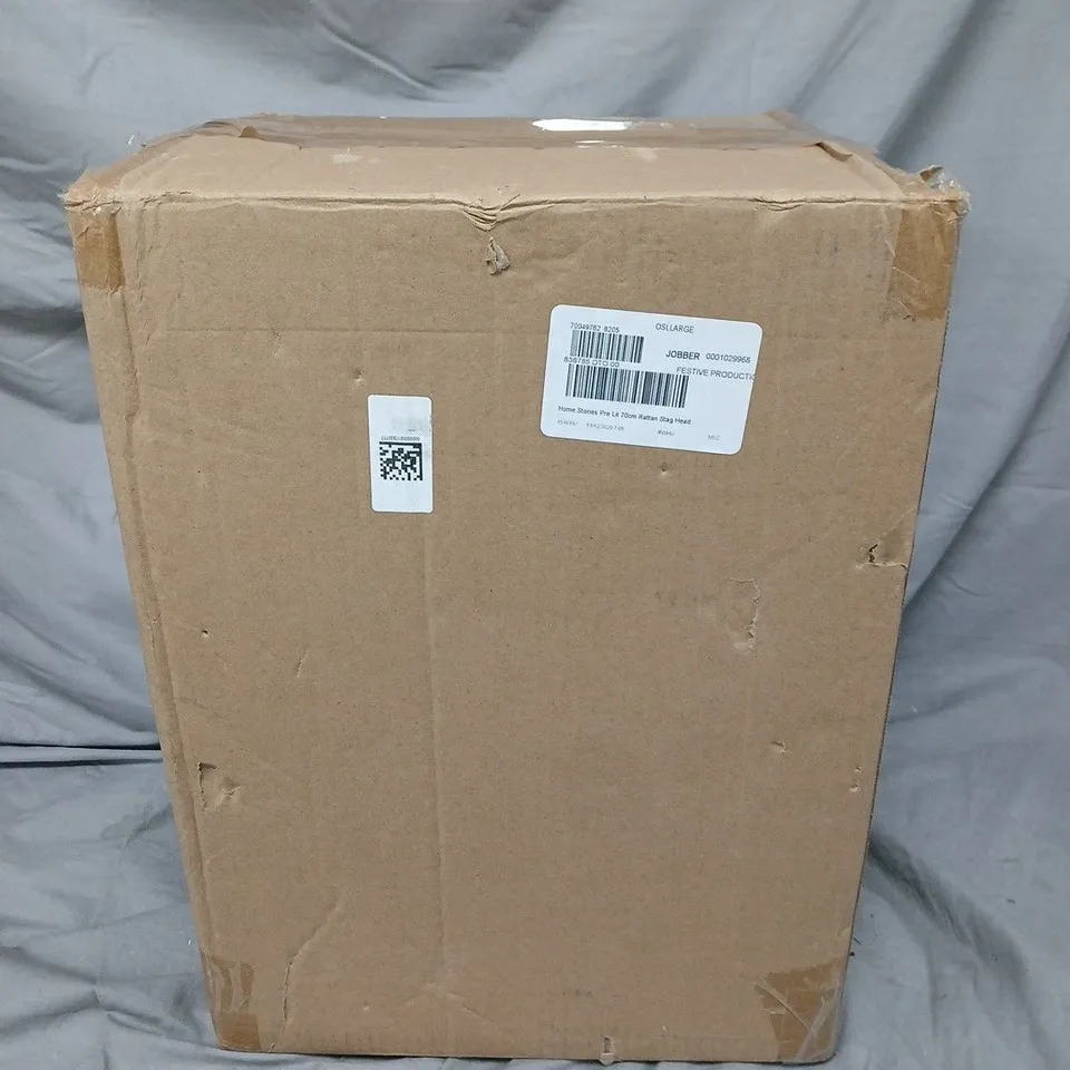 PRE LIT 70CM RATTAN STAG HEAD