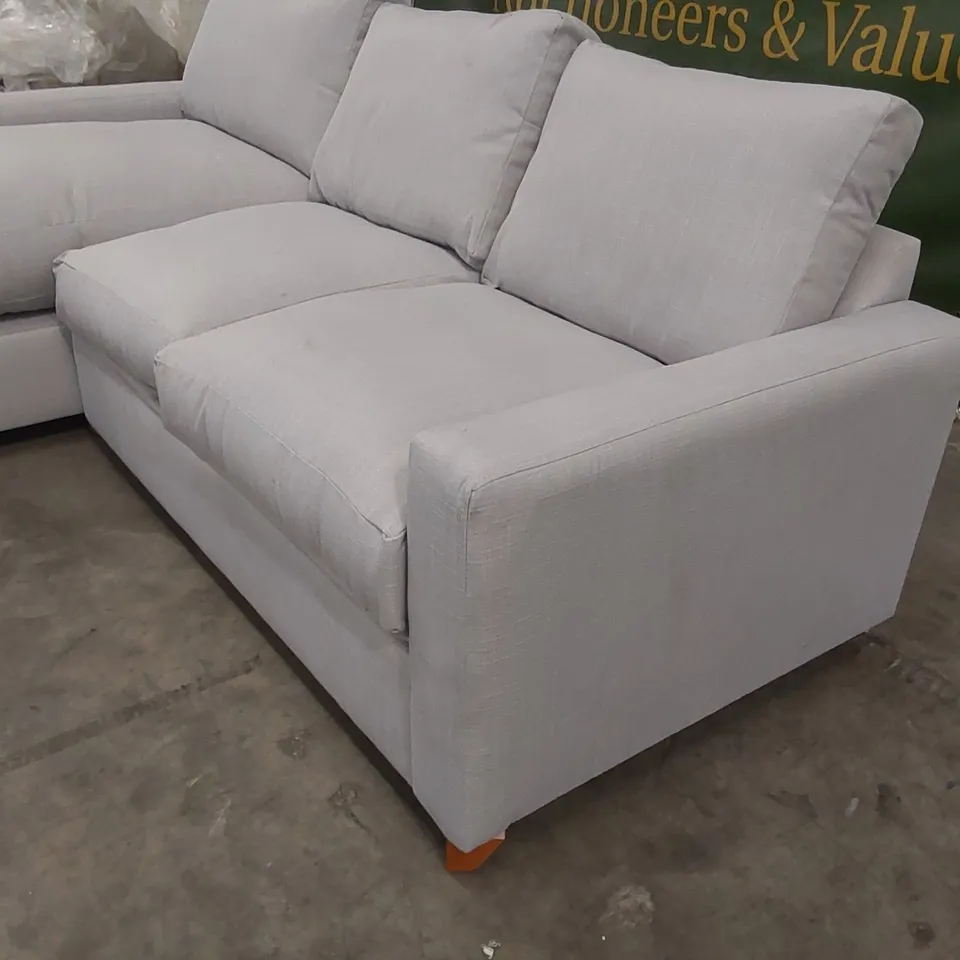 QUALITY DESIGNER ASHWELL CORNER CHAISE STORAGE SOFA BED - LIGHT GREY FABRIC