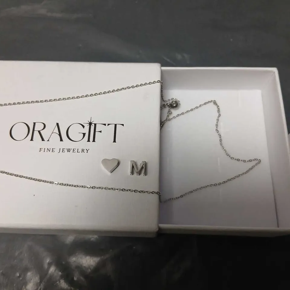 ORAGIFT FINE JEWELRY NECKLACE WITH HEART & M INITIAL CHARM – BOXED