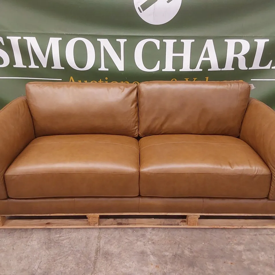 MORENA 3 SEATER STANDARD BACK LEATHER SOFA - TAN RRP £1249