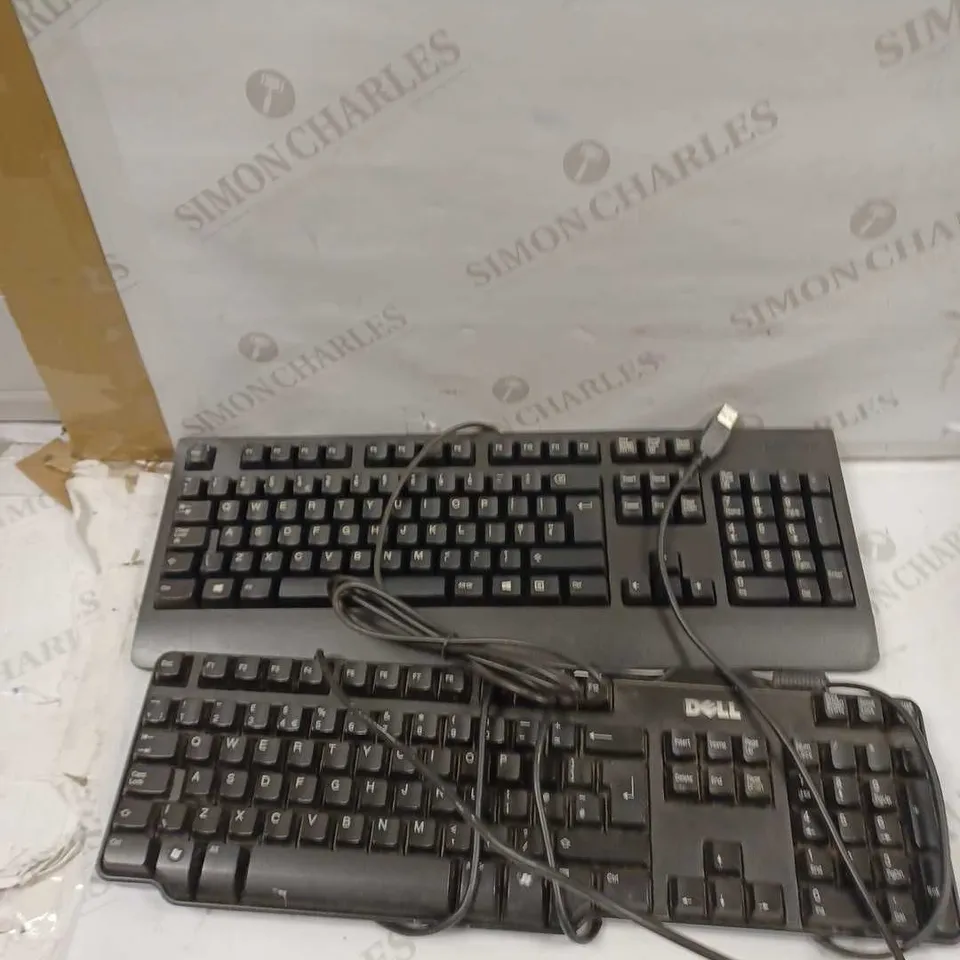 LOT OF APPROXIMATELY 10 ASSORTED USB WIRED KEYBOARDS IN ASSORTED BRANDS TO INCLUDE DELL & LENOVO 