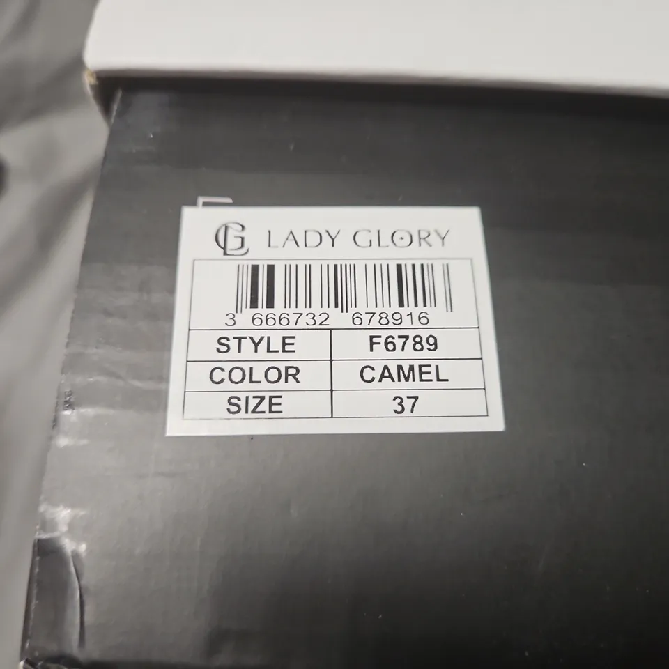 LADY GLORY CAMEL-COLOURED LEATHER BOOTS – UK4 (EU37) – STYLE F6789