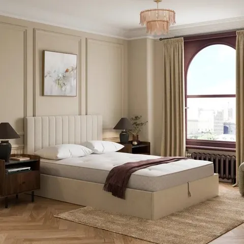 BOXED BRANDON CHENILLE OTTOMAN BED FRAME (3 BOXES)