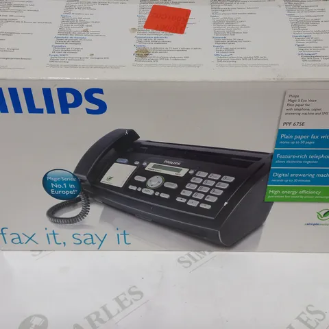 PHILIPS PPF 675E MAGIC 5 ECO VOICE, FAX, TELEPHONE, COPIER, ANSWERING MACHINE AND SMS