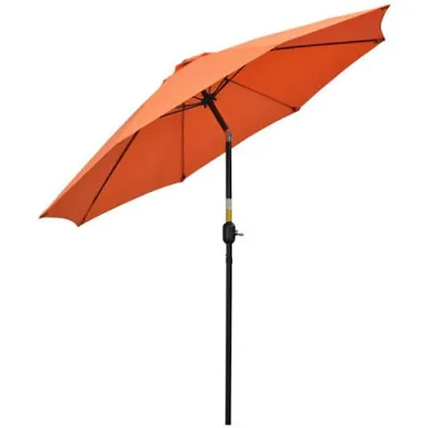 BOXED PATIO MARKET UMBRELLA IN ORANGE RED WITH CRANK AND TILT