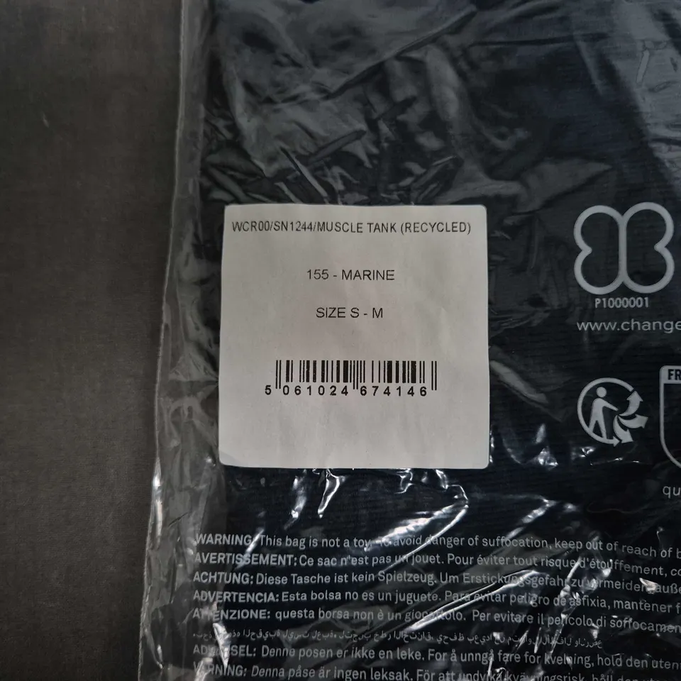 BAGGED LNDR MUSCLE TANK TOP MARINE BLUE, SIZE S-M, RECYCLED FABRIC