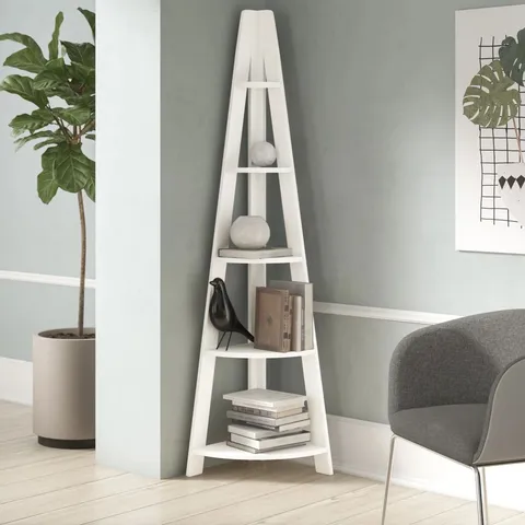 BOXED DESIGNER WHITE CORNER BOOKCASE (1 BOX)