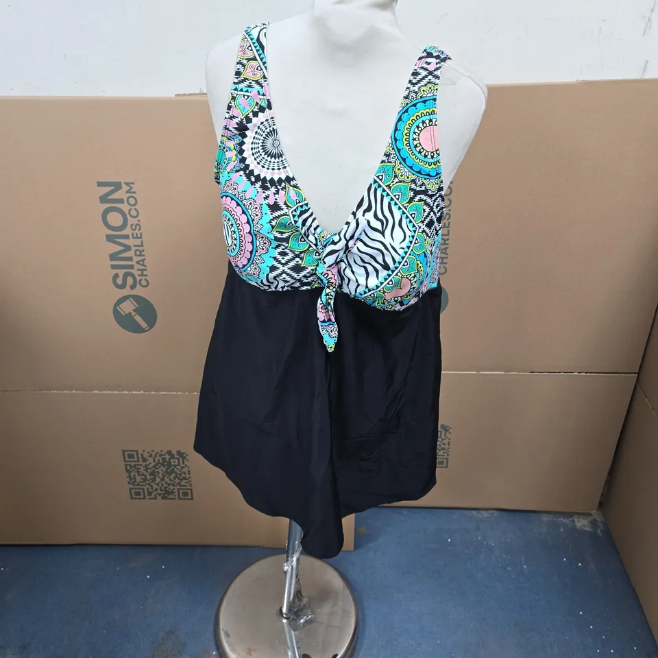 BONPRIX BLACK SWIMDRESS WITH BOW DETAIL - SIZE UK 18