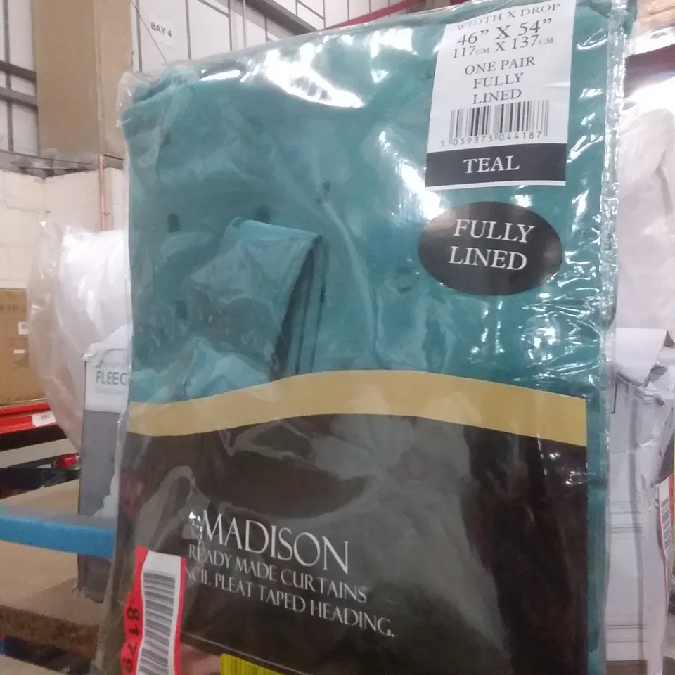 BERSUM PENCIL PLEAT ROOM DARKENING TEAL CURTAINS W117 X D137