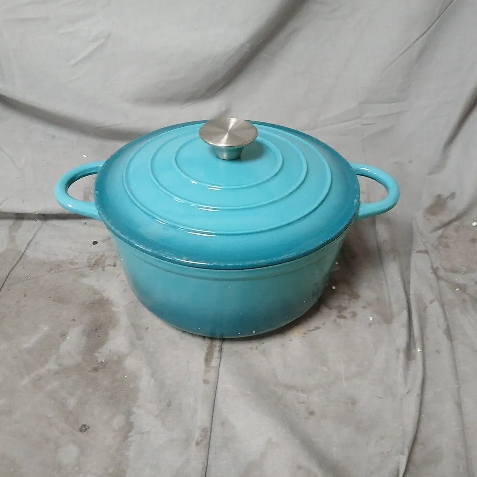 BOXED HOMESMART CAST IRON POT – TURQUOISE ENAMEL, WITH LID