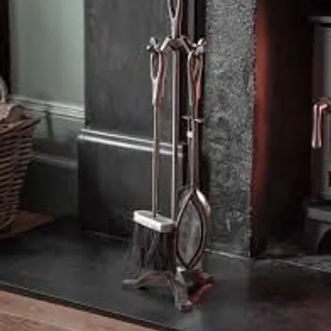 BOXED LATTON FIRESIDE TOOL SET LARGE - ANTIQUE PEWTER