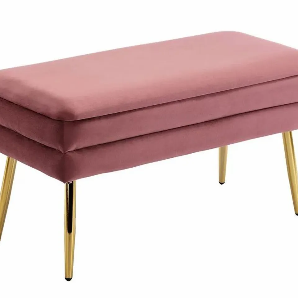 BOXED EVELINA PINK VELVET STORAGE OTTOMAN (1 BOX)