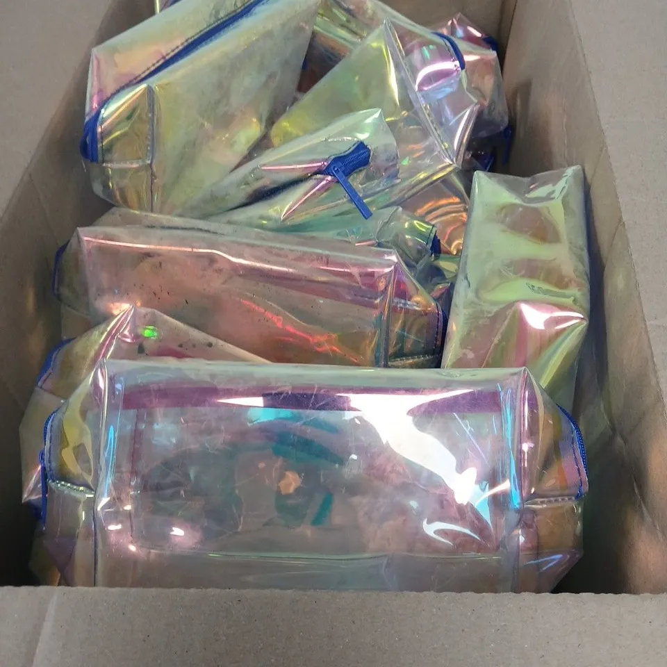 BOX CONTAINING APPROXIMATELY 50 COSMETIC BAGS