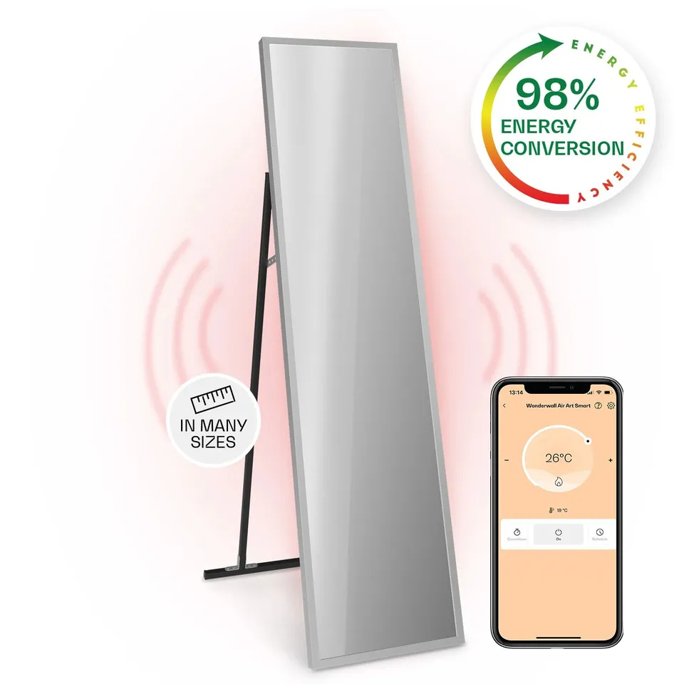 KLARSTEIN LA PALMA SMART 900W 160X40CM INFRARED MIRROR HEATER​ SILVER