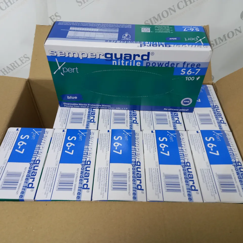 LOT OF 10 SEMPER GUARD BLUE NITRILE POWDER FREE S6-7 100-PACKS