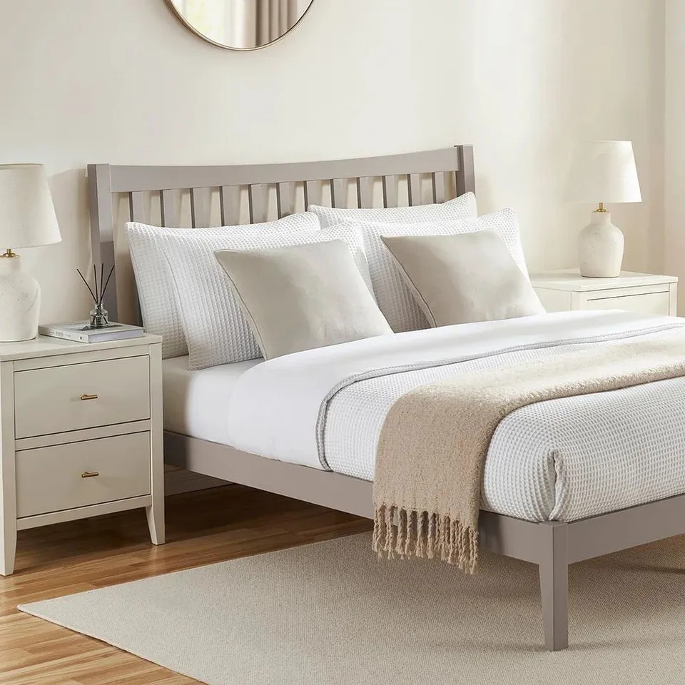 BOXED DARTMOUTH BED FRAME - TAUPE // SIZE: SINGLE (1 BOX)