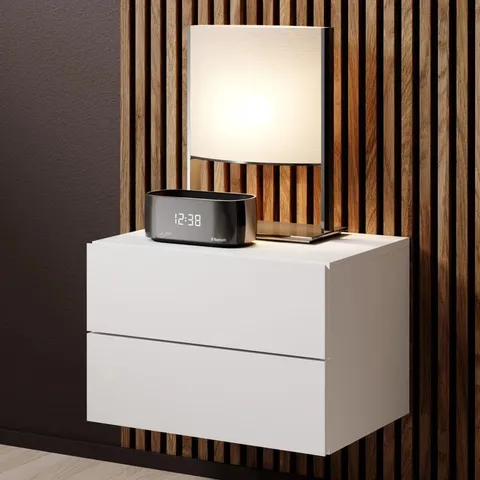 BOXED TWO DRAWER BEDSIDE TABLE