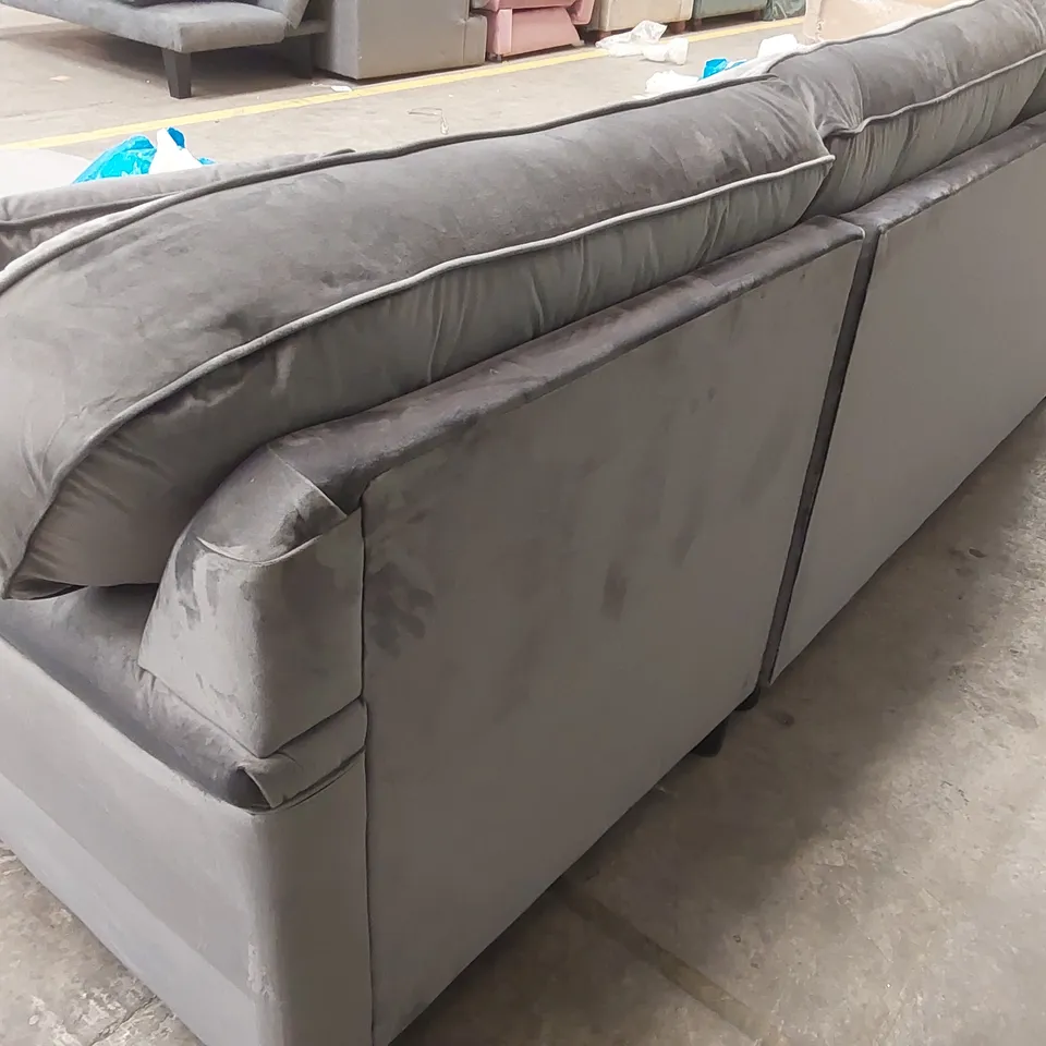 QUALITY DESIGNER CORNER CHAISE SOFA BED - SILVER FABRIC