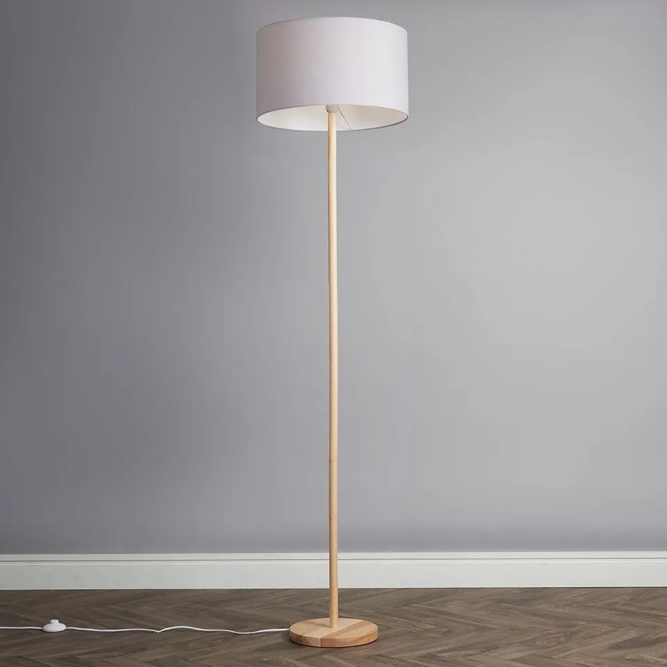 BOXED HEATHER 178CM TRADITIONAL FLOOR LAMP - BROWN DARK WOOD (1 BOX)