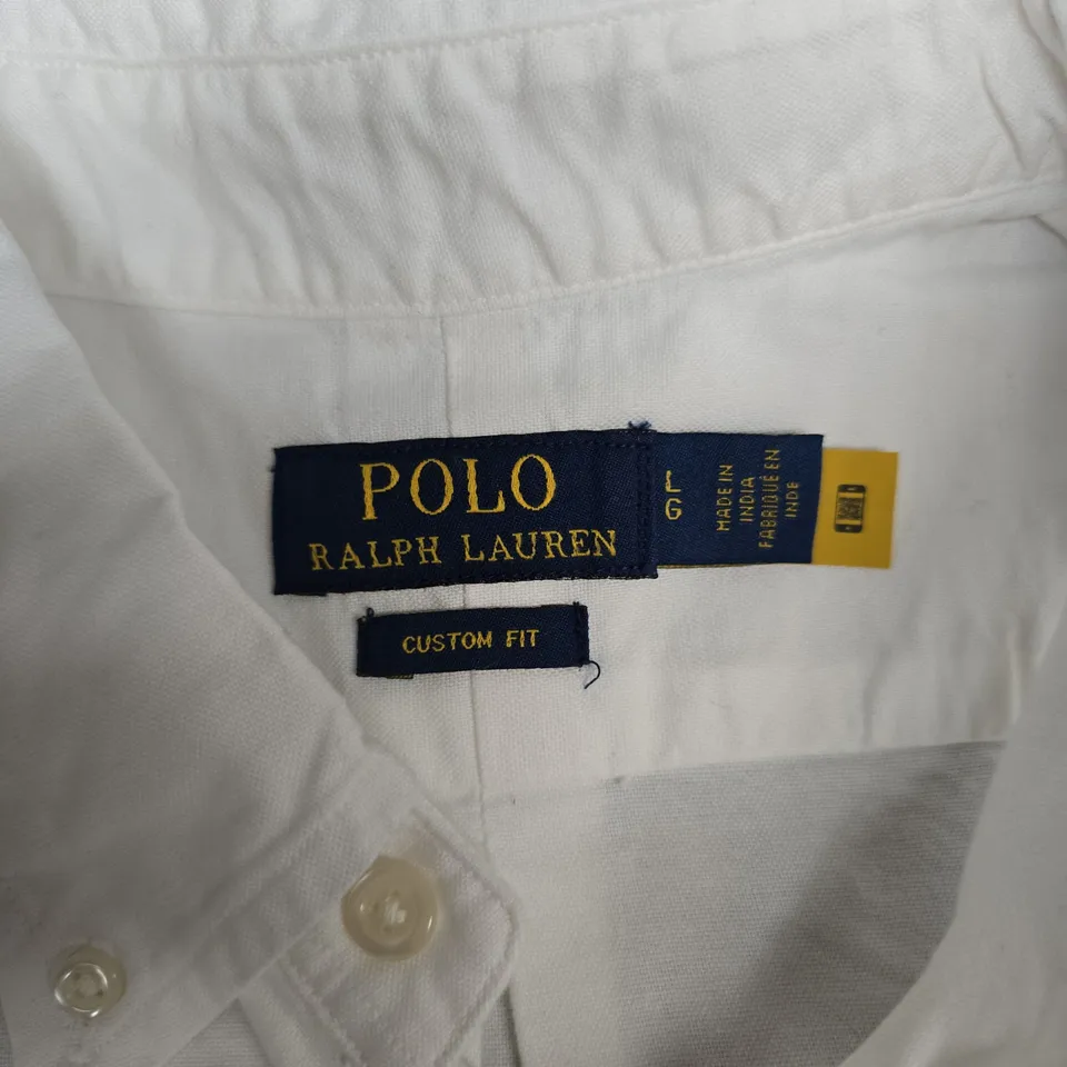 POLO RALPH LAUREN CUSTOM FIT WHITE BUTTON-DOWN SHIRT - LARGE