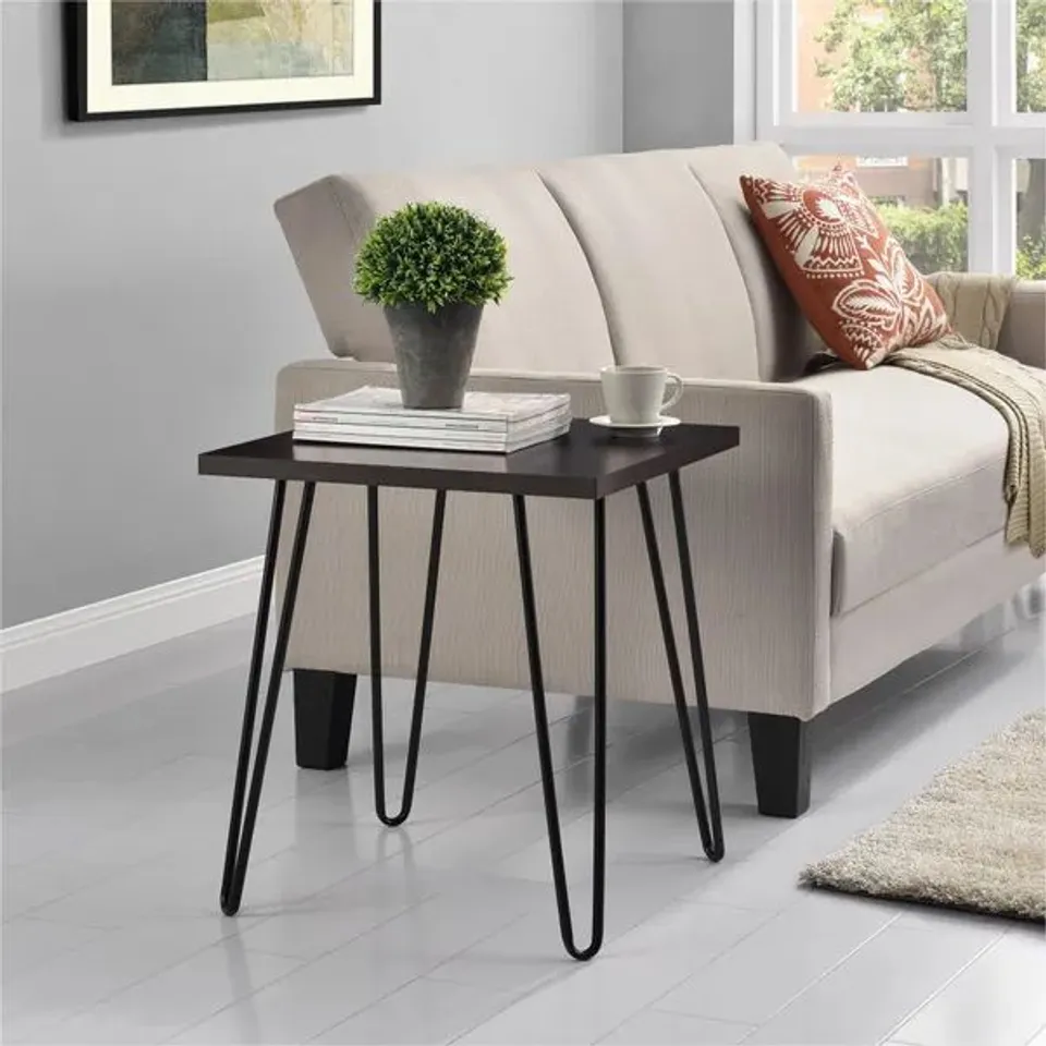 BOXED OWEN RETRO HAIRPIN SIDE TABLE - ESPRESSO (1 BOX)