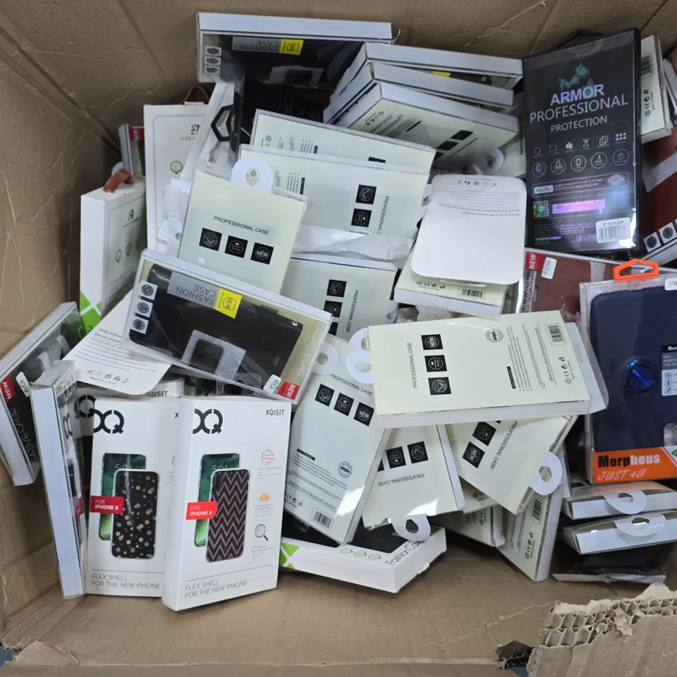 APPROXIMATELY 50 ASSORTED PHONE CASES FROM VARIOUS BRANDS AND IN VARIOUS STYLES FOR PHONES SUCH AS 6G, IPHONE X, IP 15 PLUS, ETC - COLLECTION ONLY