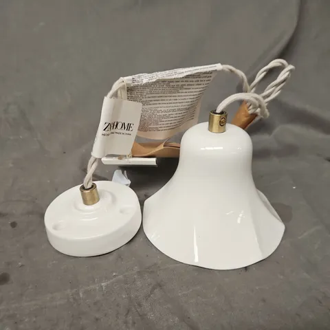 Pair of white ceramic pendant lights