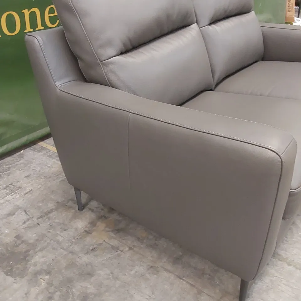 QUALITY DESIGNER ITALIAN MADE ALESSANDRO 2 SEATER SOFA IN GREY ANTHRACITE LEATHER