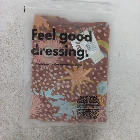 BAGGED NEVER FULLY DRESSED STAR FAWN SOPHIE DRESS IN BROWN SIZE UK 10