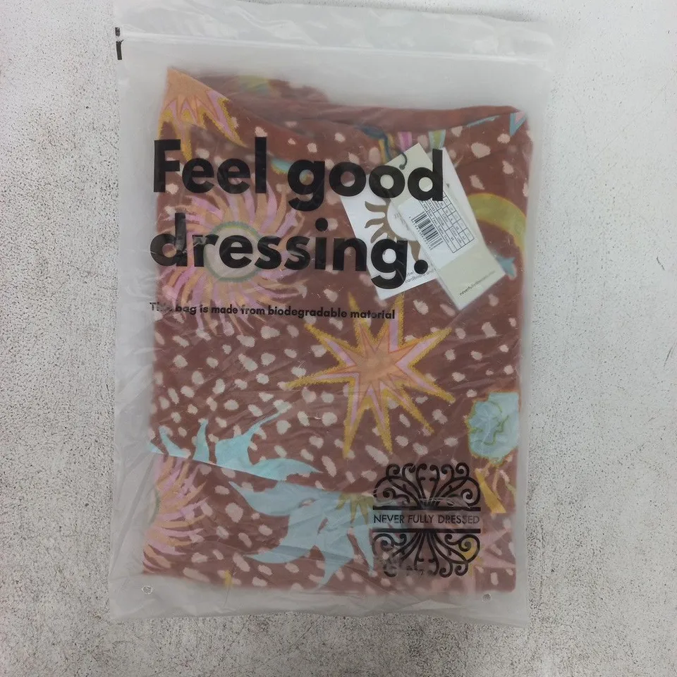 BAGGED NEVER FULLY DRESSED STAR FAWN SOPHIE DRESS IN BROWN SIZE UK 10