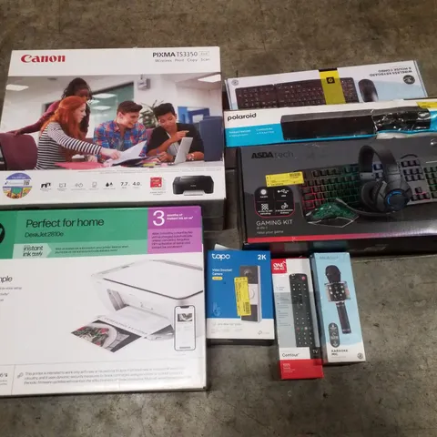 PALLET CONTAINING ASSORTED ELECTRICAL PRODUCTS INCLUDING PRINTERS, VIDEO DOORBELL CAMERA, GAMING KIT, POLAROID SOUNDBAR & UNIVERSAL REMOTE